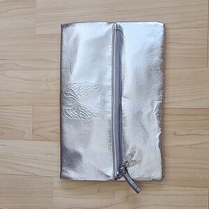 Victoria's Secret Angel Fold Over Silver Bag Cosmetic Bag Clutch Bag 11"×10 1/2"